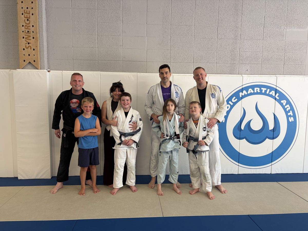 Kids BJJ class group photo at Stoic Martial Arts in Chanhassen, Minnesota